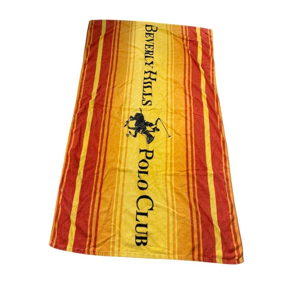 VTG Beverly Hills Polo Club Equestrian Stripped Beach Towel 36"x 70" Pool Resort
